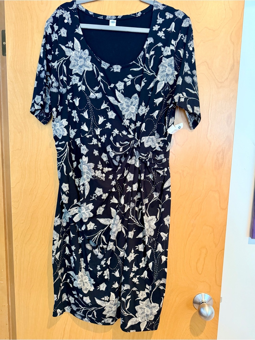 Old Navy Black Floral Faux Tie-Front Midi Dress 2X NWT